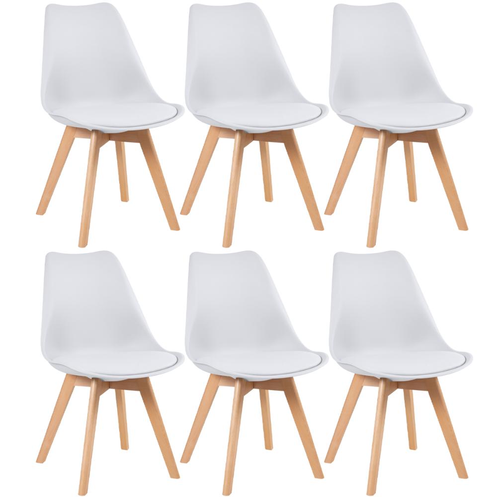 Kit 6 cadeiras Leda com assento estofado Branco