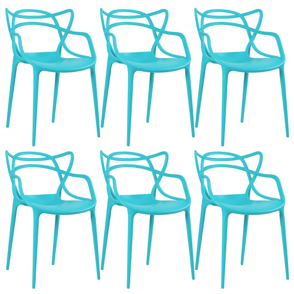 Kit 6 cadeiras Masters Allegra Azul Tiffany