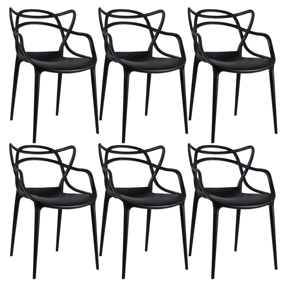 Kit 6 cadeiras Masters Allegra Preto