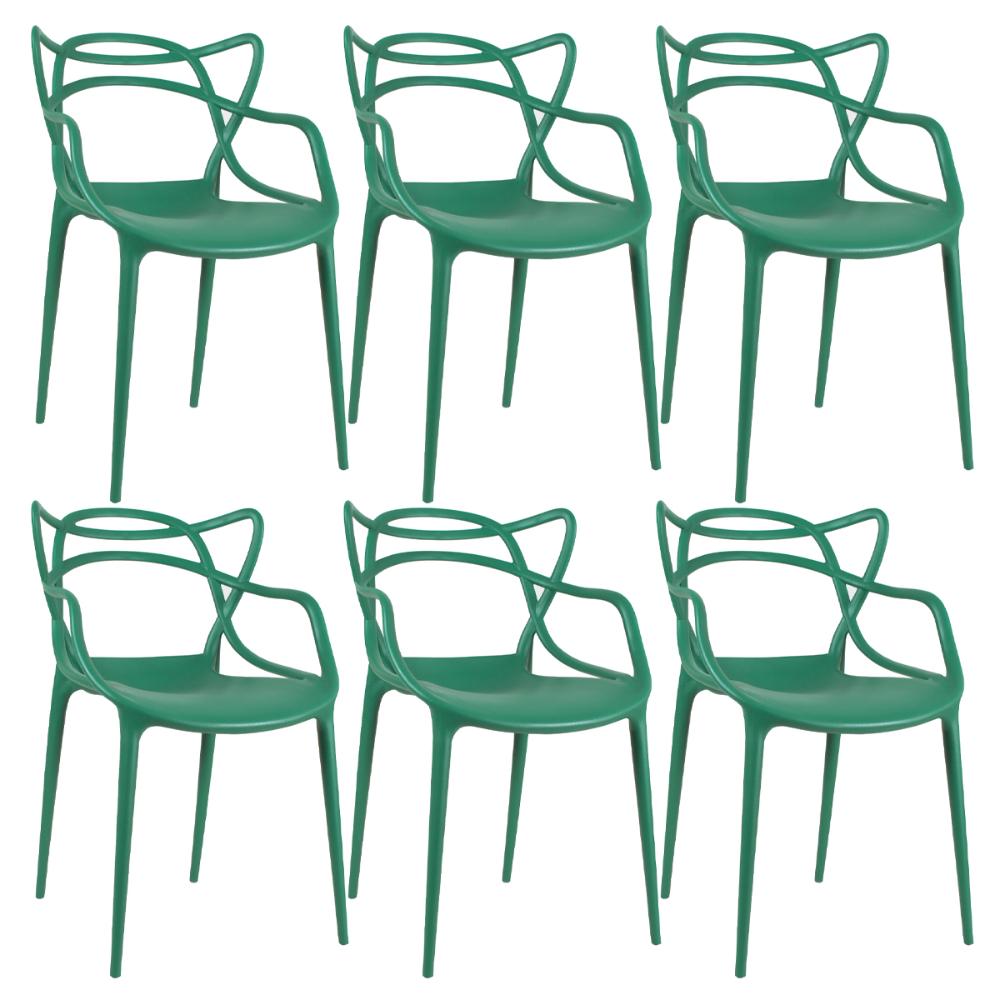 Kit 6 cadeiras Masters Allegra Verde escuro