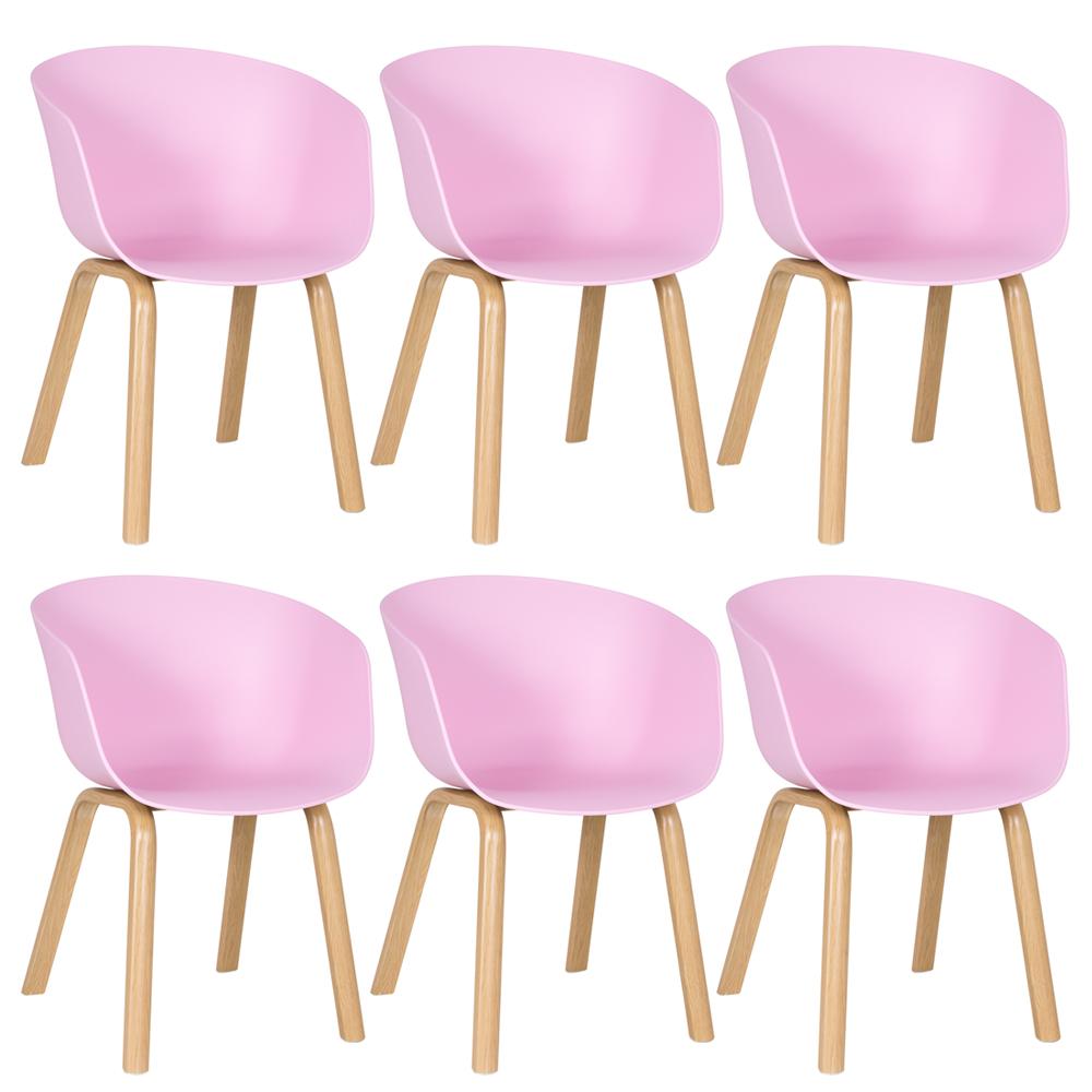 Kit 6 cadeiras de jantar cozinha Cassia Rosa