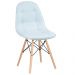 Kit 6 cadeiras estofadas Charles Eames Eiffel Botonê com pés de madeira clara Azul claro