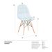 Kit 6 cadeiras estofadas Charles Eames Eiffel Botonê com pés de madeira clara Azul claro