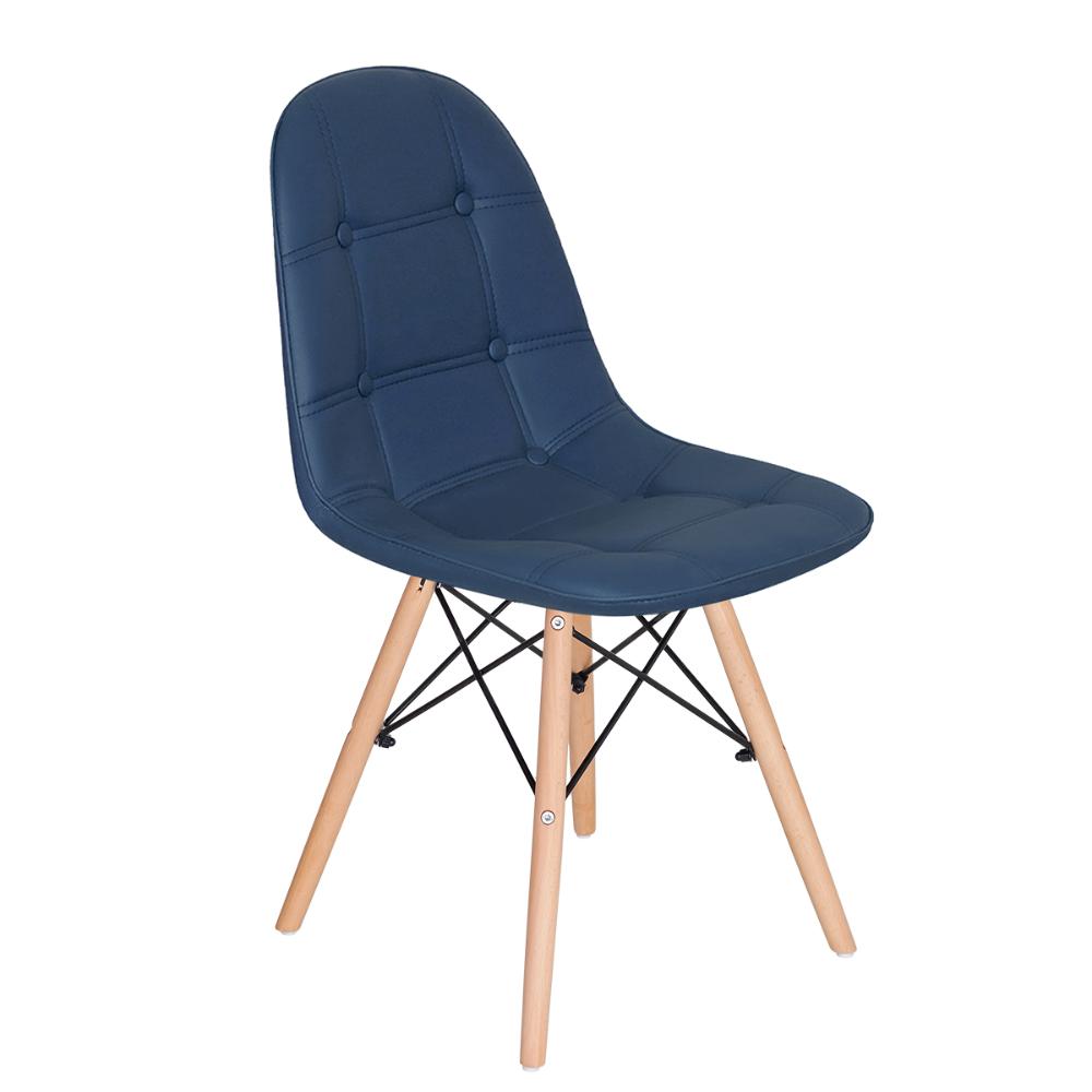 Kit 6 cadeiras estofadas Charles Eames Eiffel Botonê com pés de madeira clara Branco