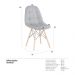 Kit 6 cadeiras estofadas Charles Eames Eiffel Botonê com pés de madeira clara Cinza