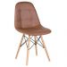 Kit 6 cadeiras estofadas Charles Eames Eiffel Botonê com pés de madeira clara Marrom