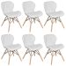 Kit 6 cadeiras estofadas Charles Eames Eiffel Slim Wood confort Branco