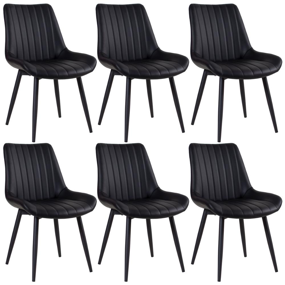 Kit 6 cadeiras estofadas design industrial Chicago Preto