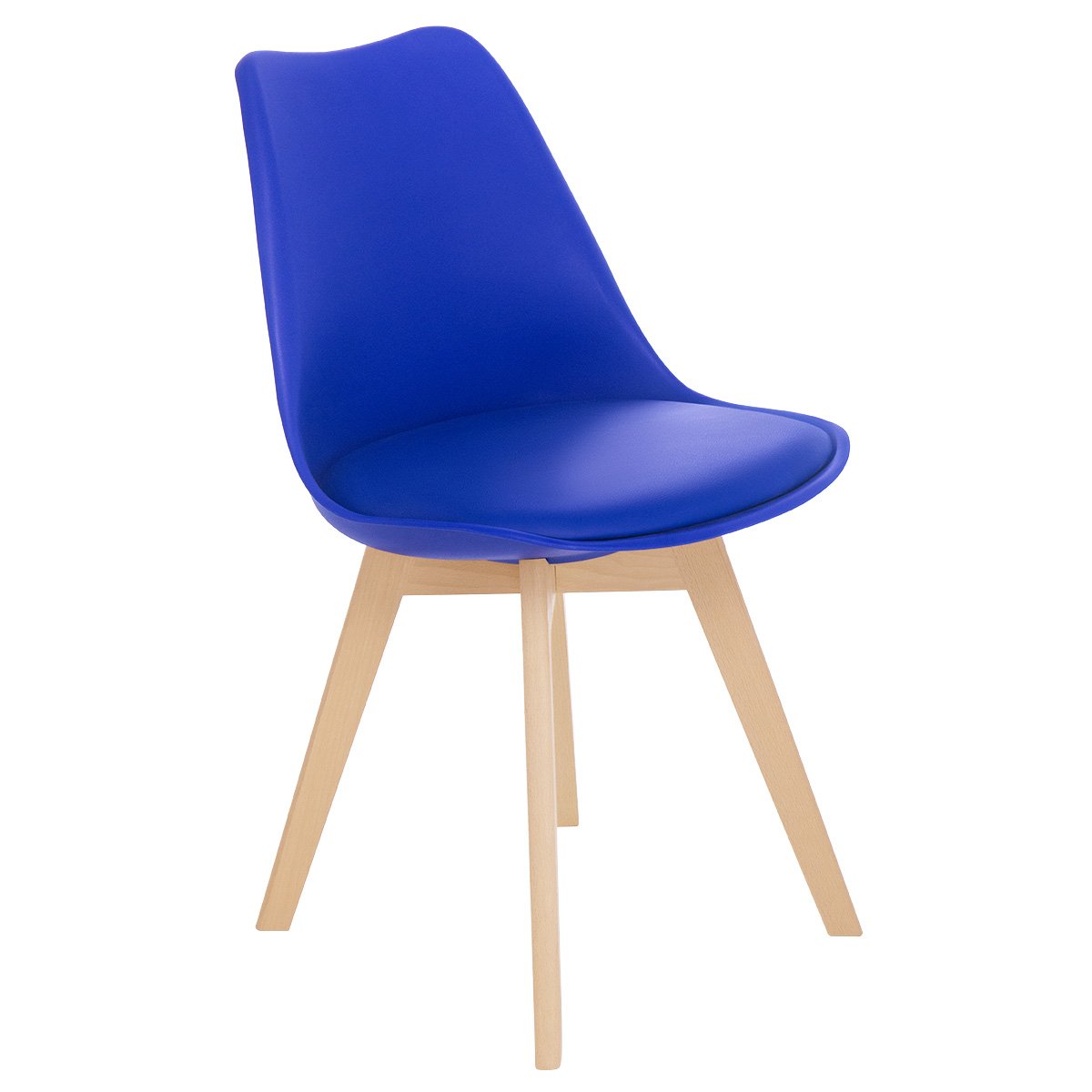 Kit 6 cadeiras jantar cozinha Leda Eames com assento estofado Azul Bic