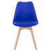 Kit 6 cadeiras jantar cozinha Leda Eames com assento estofado Azul Bic
