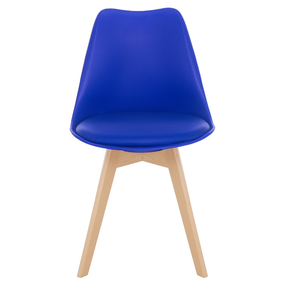 Kit 6 cadeiras jantar cozinha Leda Eames com assento estofado Azul Bic