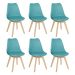 Kit 6 cadeiras jantar cozinha Leda Eames com assento estofado Tiffany