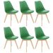Kit 6 cadeiras jantar cozinha Leda Eames com assento estofado Verde bandeira