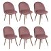 Kit 6 cadeiras jantar estofada Maite Sedona veludo Rosa claro