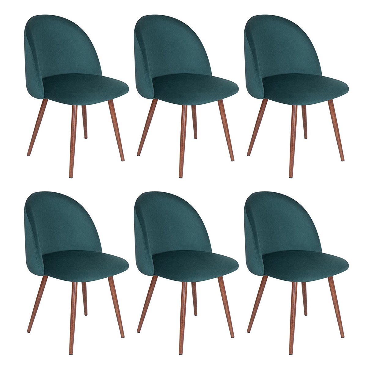 Kit 6 cadeiras jantar estofada Maite Sedona veludo Verde Escuro