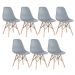 Kit 7 cadeiras Charles Eames Eiffel DSW com pés de madeira clara Cinza médio - Assento nacional - DESATIVADO