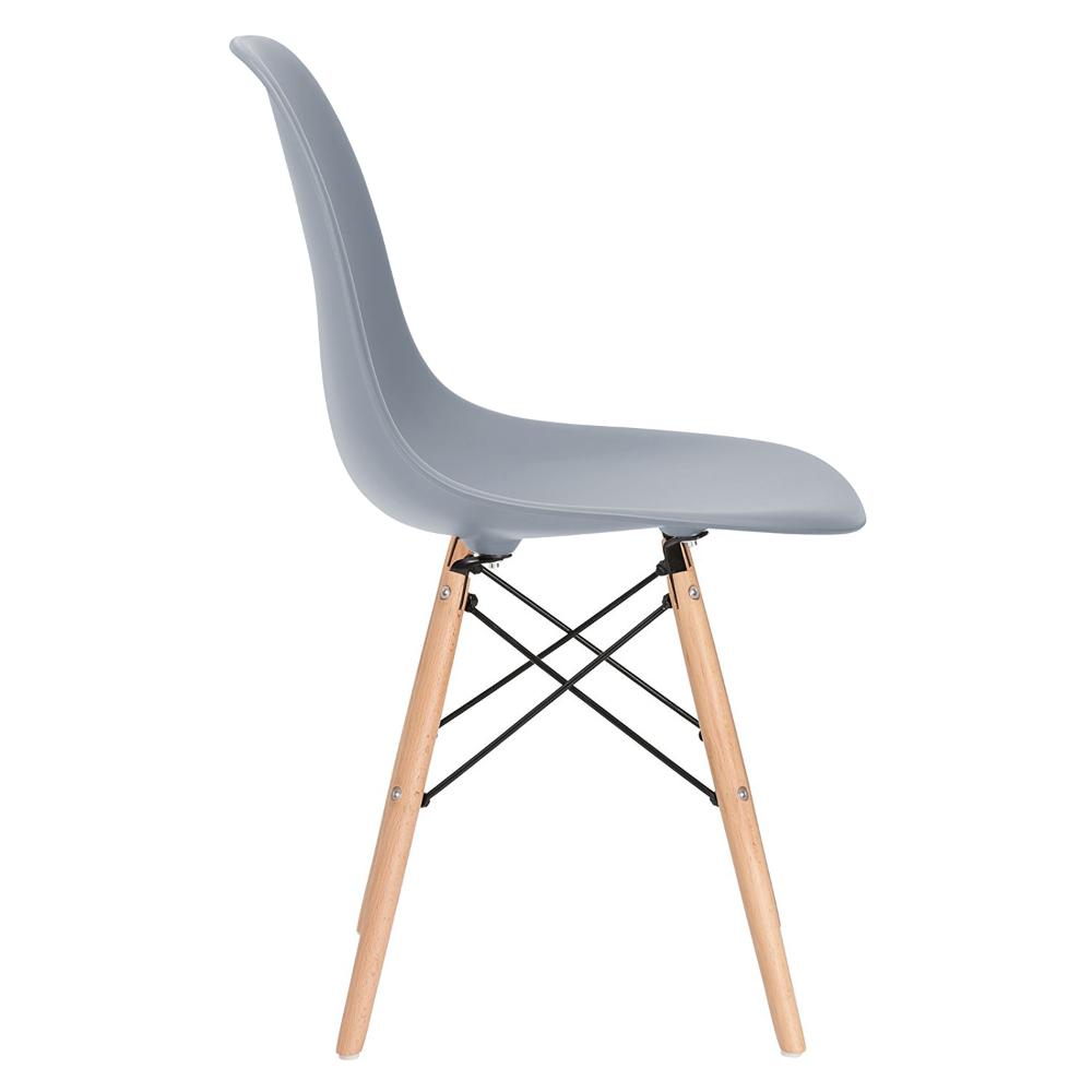 Kit 7 cadeiras Charles Eames Eiffel DSW com pés de madeira clara Cinza médio - Assento nacional - DESATIVADO