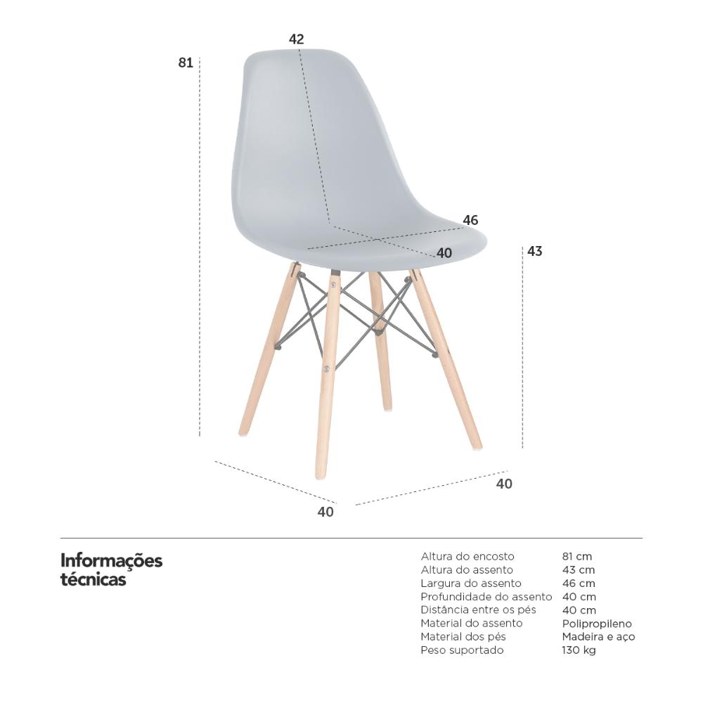 Kit 7 cadeiras Charles Eames Eiffel DSW com pés de madeira clara Cinza médio - Assento nacional - DESATIVADO