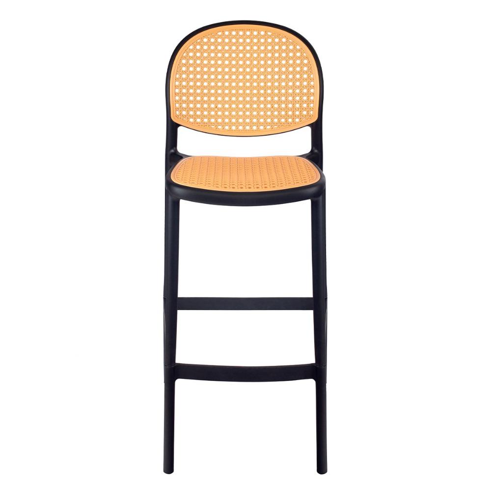 Kit 8 Banquetas Alta Mumbai Preta Telinha com encosto 115 cm