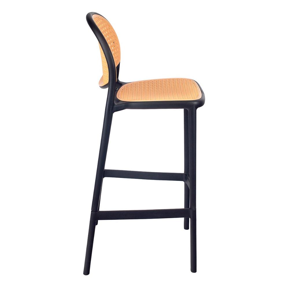Kit 8 Banquetas Alta Mumbai Preta Telinha com encosto 115 cm