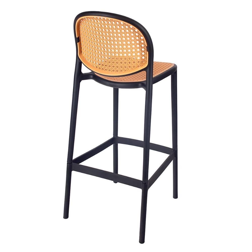 Kit 8 Banquetas Alta Mumbai Preta Telinha com encosto 115 cm
