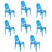 Kit 8 Cadeiras de jantar Elizabeth Ghost acrílica transparente - Azul Translucido