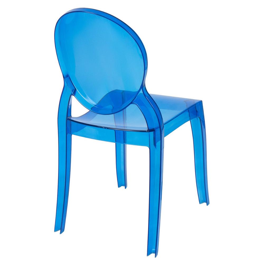 Kit 8 Cadeiras de jantar Elizabeth Ghost acrílica transparente - Azul Translucido