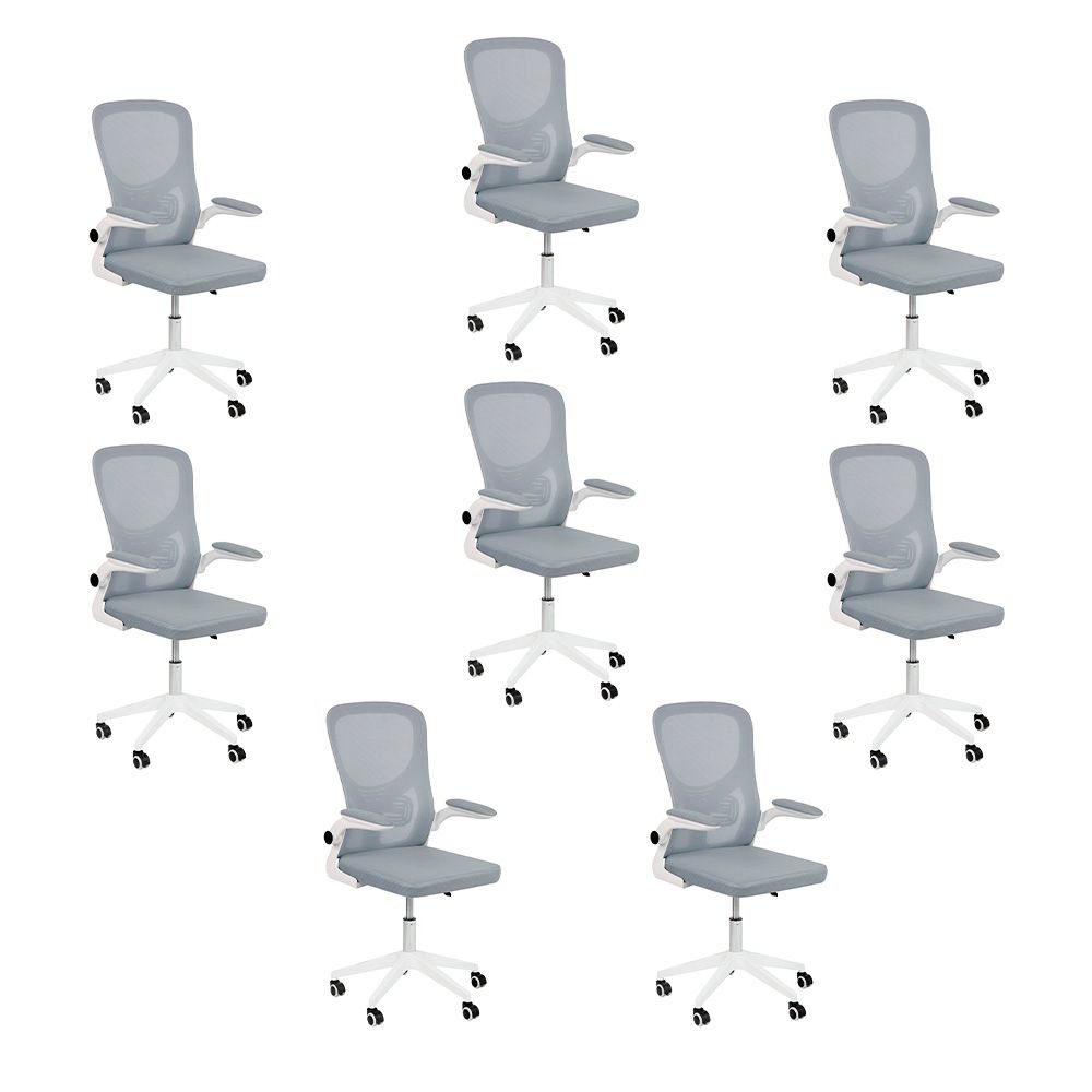 Kit 8 Cadeiras escritório rodizio office Bytes Cinza Claro