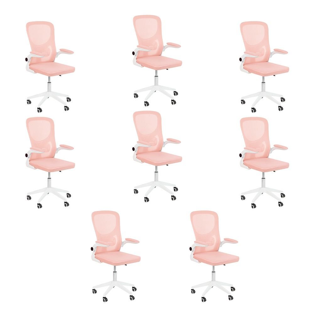 Kit 8 Cadeiras escritório rodizio office Bytes Rosa claro