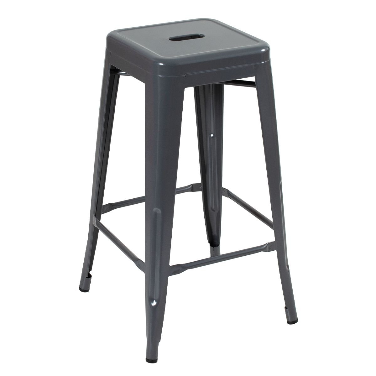 Kit 8 banquetas altas Iron Tolix 76 cm Cinza Escuro