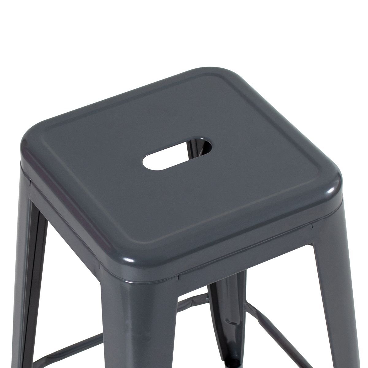 Kit 8 banquetas altas Iron Tolix 76 cm Cinza Escuro