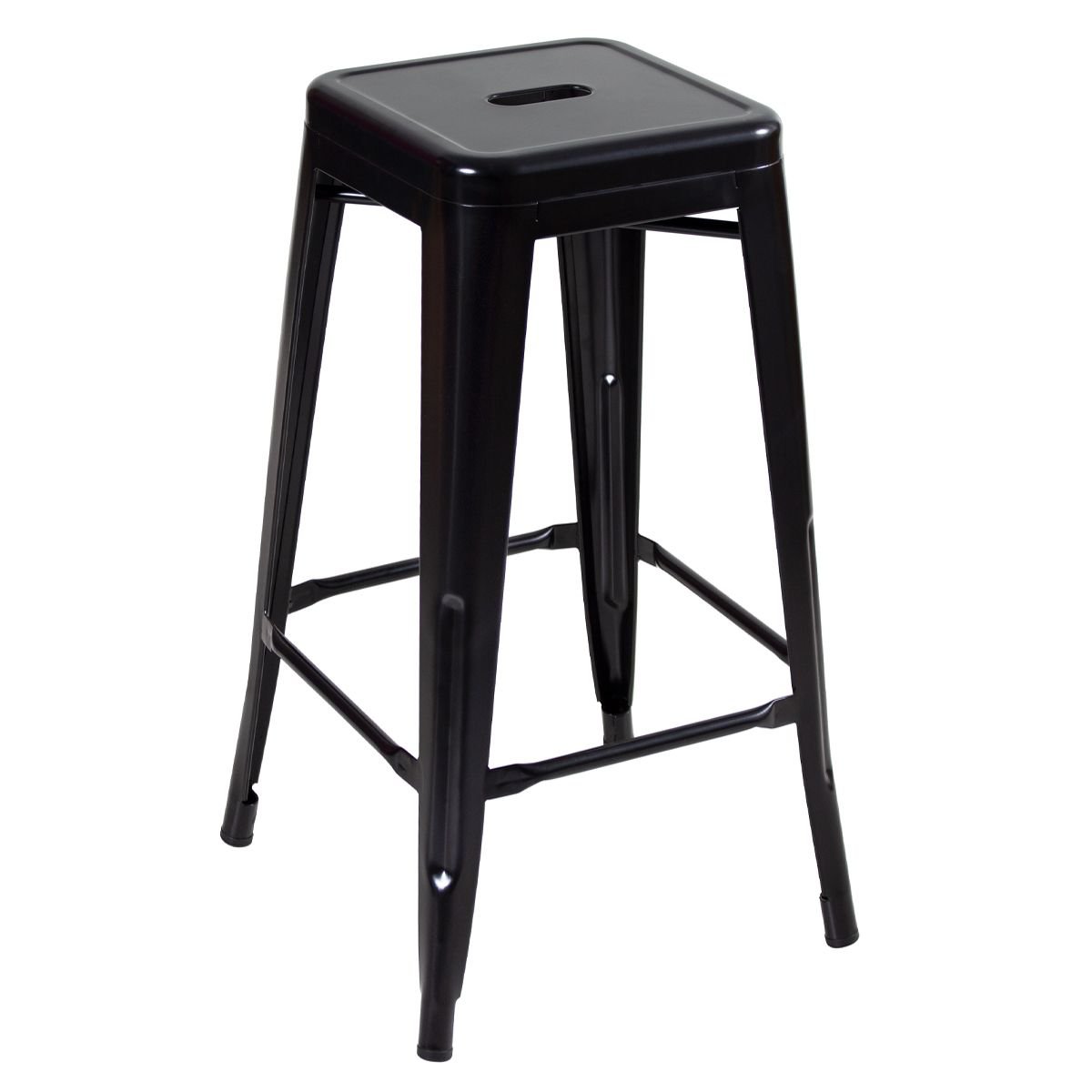 Kit 8 banquetas altas Iron Tolix 76 cm Preto semibrilho