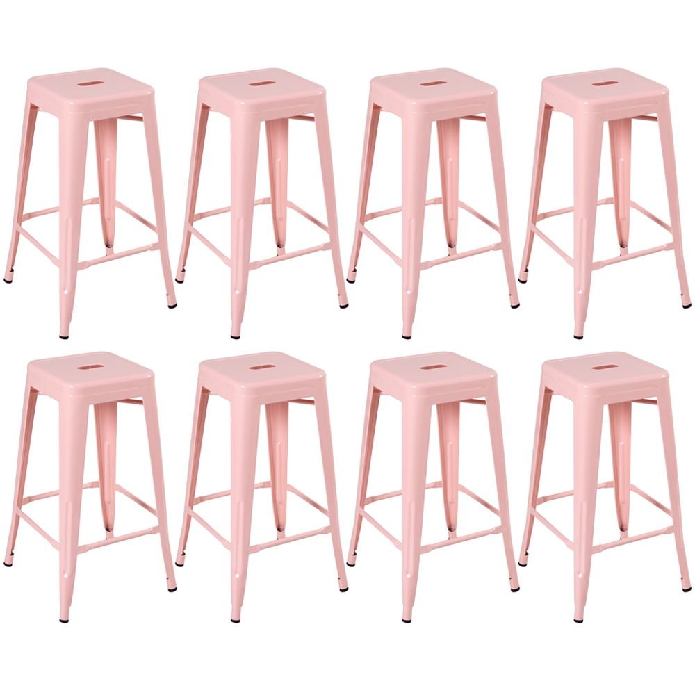 Kit 8 banquetas altas Iron Tolix 76 cm Rosa antigo