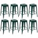 Kit 8 banquetas altas Iron Tolix 76 cm Verde Escuro