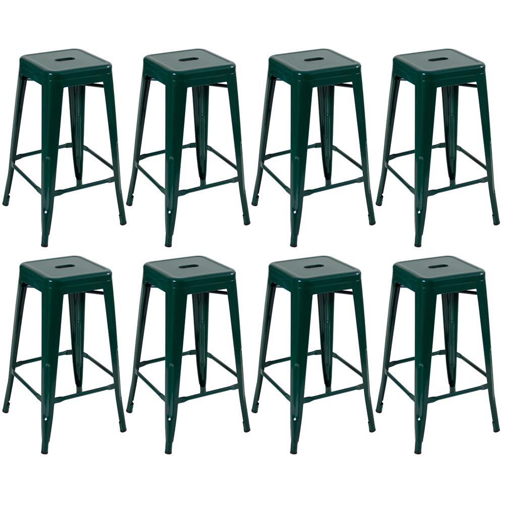 Kit 8 banquetas altas Iron Tolix 76 cm Verde Escuro
