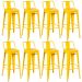Kit 8 banquetas altas Iron Tolix com encosto 76 cm Amarelo