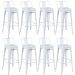 Kit 8 banquetas altas Iron Tolix com encosto 76 cm Branco