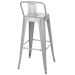 Kit 8 banquetas altas Iron Tolix com encosto 76 cm Prata bancada cozinha bar Prata