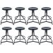 Kit 8 banquetas altas cozinha industrial loft aço giratória York Preto