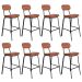 Kit 8 banquetas altas estofadas industrial retro Boston Marrom caramelo