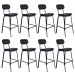 Kit 8 banquetas altas estofadas industrial retro Boston Preto