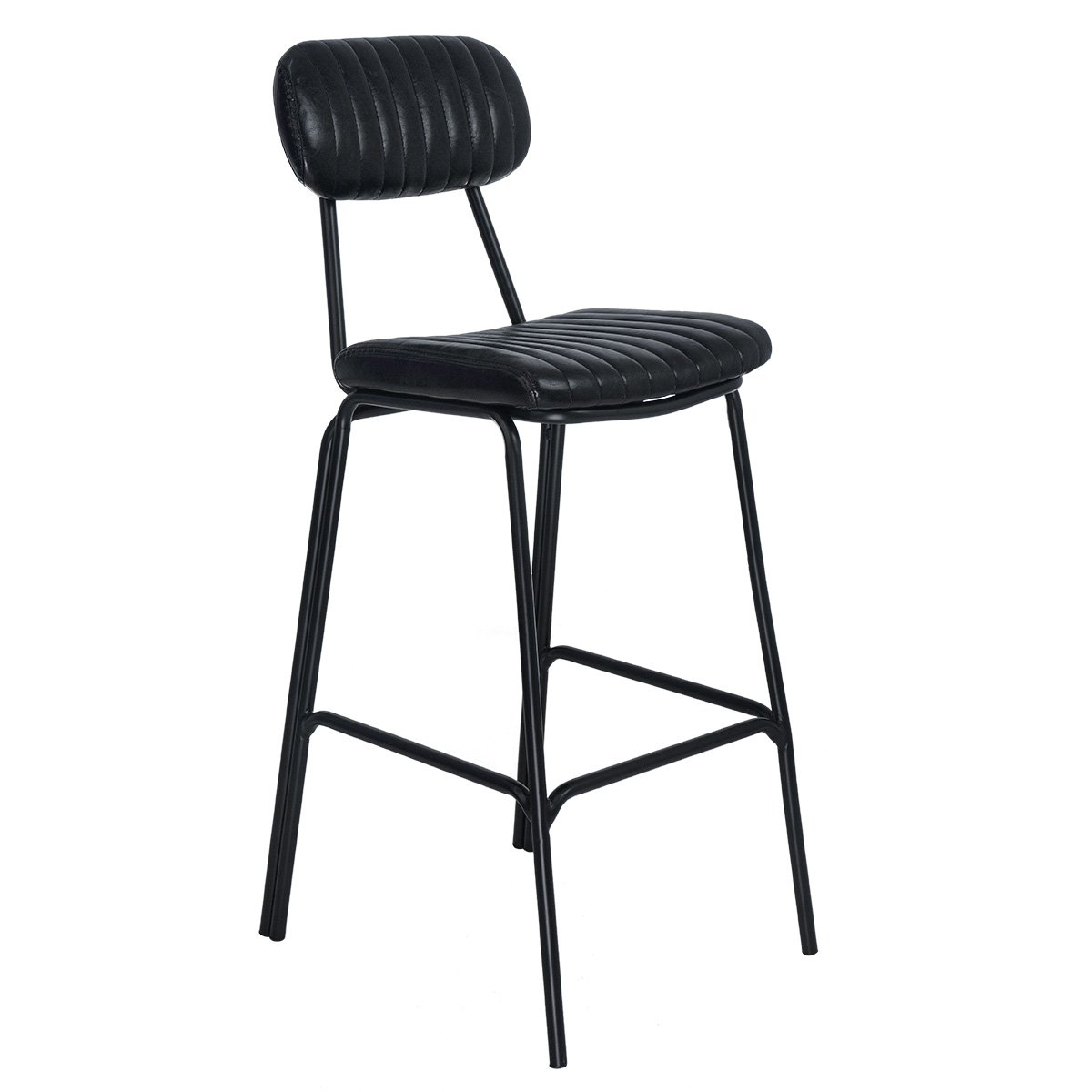 Kit 8 banquetas altas estofadas industrial retro Boston Preto