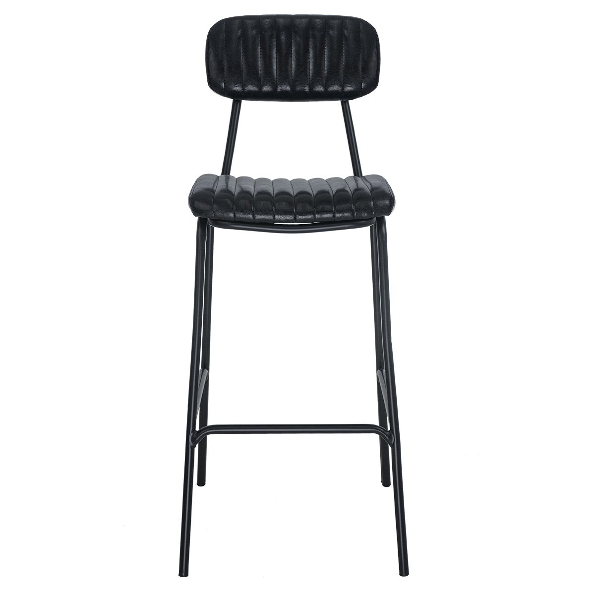 Kit 8 banquetas altas estofadas industrial retro Boston Preto