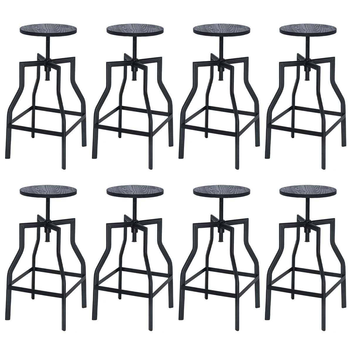 Kit 8 banquetas altas retro loft bancada industrial Turner Preto