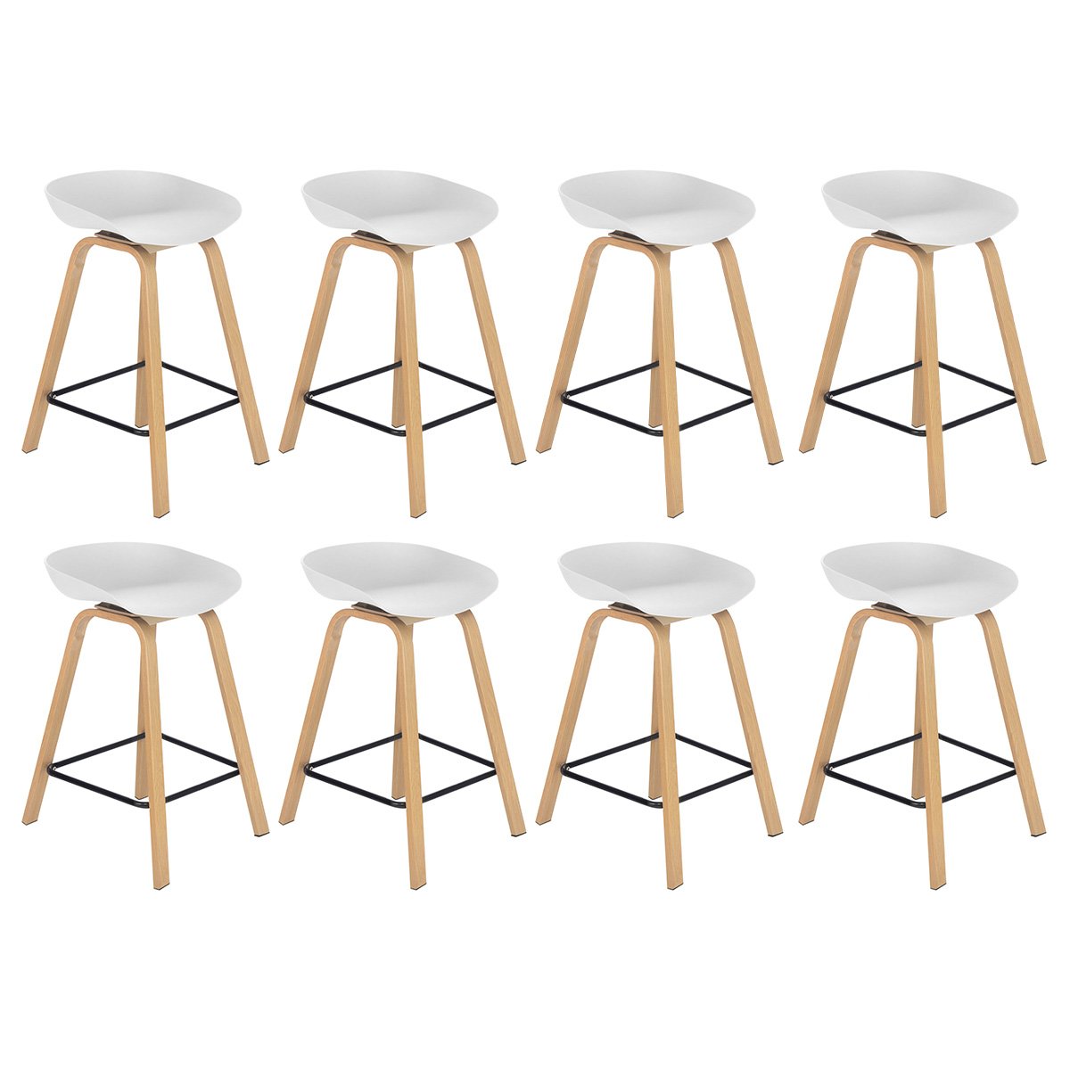Kit 8 banquetas médias bancada cozinha Cassia BD 66 cm Branco