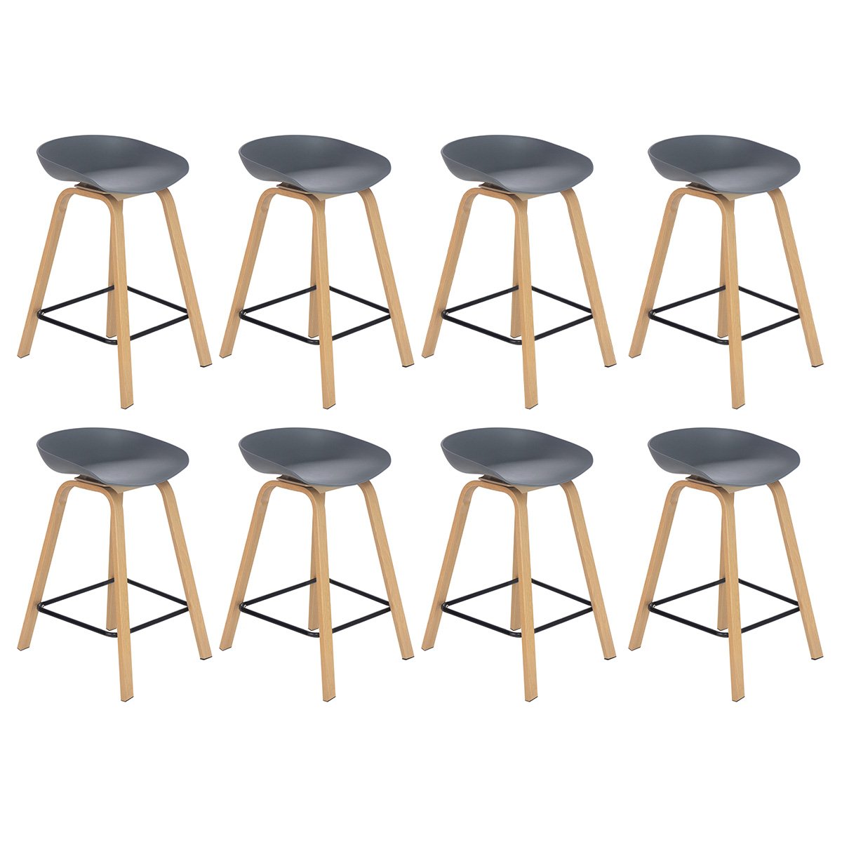 Kit 8 banquetas médias bancada cozinha Cassia BD 66 cm Cinza Escuro