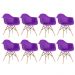 Kit 8 cadeiras Charles Eames Eiffel DAW com braços e pés de madeira clara Roxo