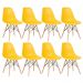 Kit 8 cadeiras Charles Eames Eiffel DSW com pés de madeira clara Amarelo