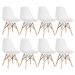 Kit 8 cadeiras Charles Eames Eiffel DSW com pés de madeira clara Branco