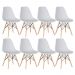 Kit 8 cadeiras Charles Eames Eiffel DSW com pés de madeira clara Cinza claro